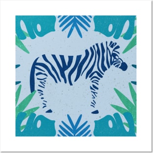 Tropical Zebra (Sapphire) Posters and Art